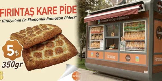 350 gramlık Fırıntaş Kare Pide 5 lira