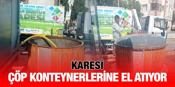 KARESİ ÇÖP KONTEYNERLERİNE EL ATIYOR