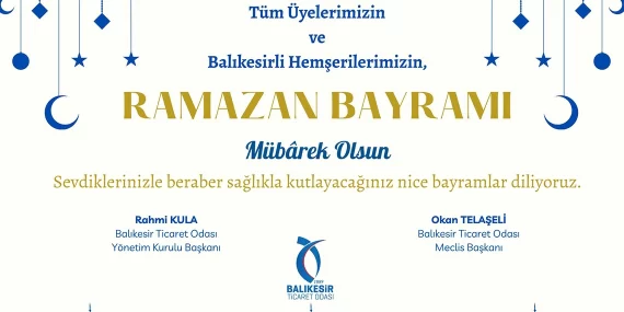 Balıkesir Ticaret Odası Ramazan Bayramı Tebriki
